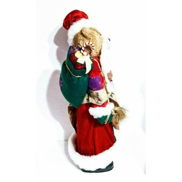 Quacker Factory Teddy Bear Santa With List Christmas Sack 26" Plush Figure - Picture 4 of 11